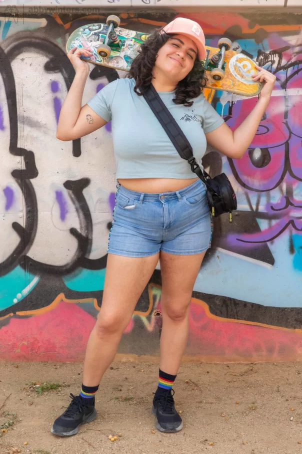 Young BBW girl Emily V showing her floppy tits and unshaved vagina