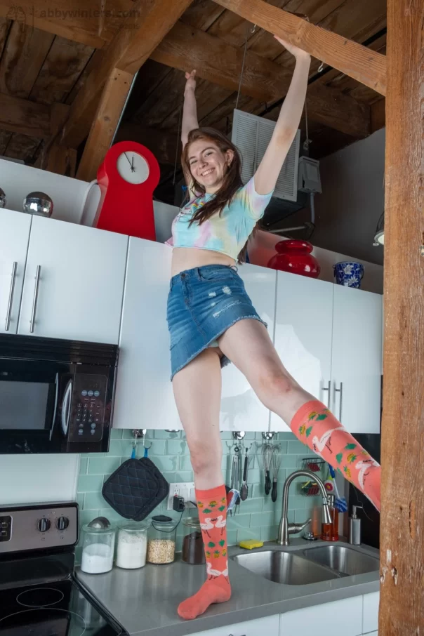 Brown haired amateur Lalia spreads her legs then parts her meaty labia with her fingers